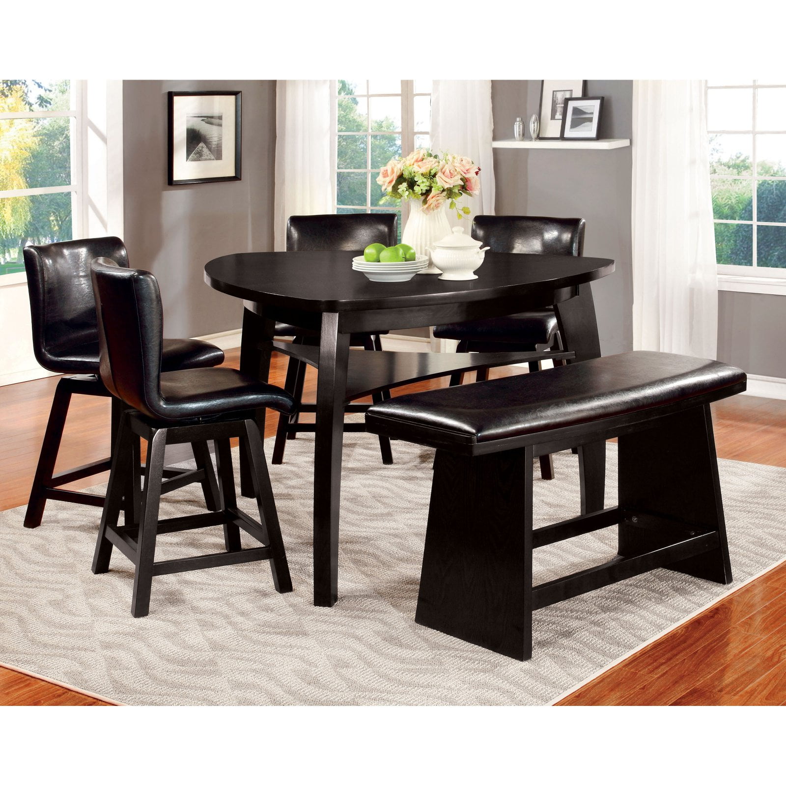 Furniture of America Rathbun Modern 6 Piece Counter Height Dining Table