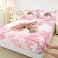 thumbnail image 5 of Erosebridal Kawaii Horse Queen Sheet Sets, Pink Flowers Bed Set, 4pcs (1 Flat Sheet, 1 Fitted Sheet and 2 Pillowcases), 5 of 6