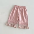 thumbnail image 7 of Generic Toddler Girl Long Shorts Y2K Lace Trim Pettipants Baby Cute Ruffle Hem Baggy Bloomers Boho Flowy Summer Wide Leg Gauze Shorts, 7 of 7