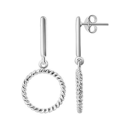 Braid Silver Earrings - Gem Avenue 925 Sterling Silver Braided Circle Post Back Drop Earrings
