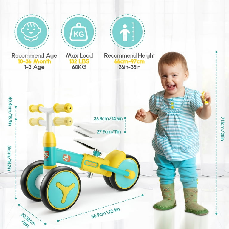 RELOIVE Baby Balance Bike Toddler Baby Bicycle with 4 Wheels 10 36 Months Adjustable Handlebar Baby Outdoor Bike Riding Toy First Birthday Gift