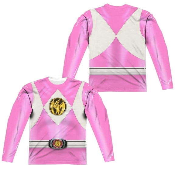 Power Rangers - Pink Ranger Emblem (Front/Back Print) - Regular Fit Long Sleeve Shirt - Medium
