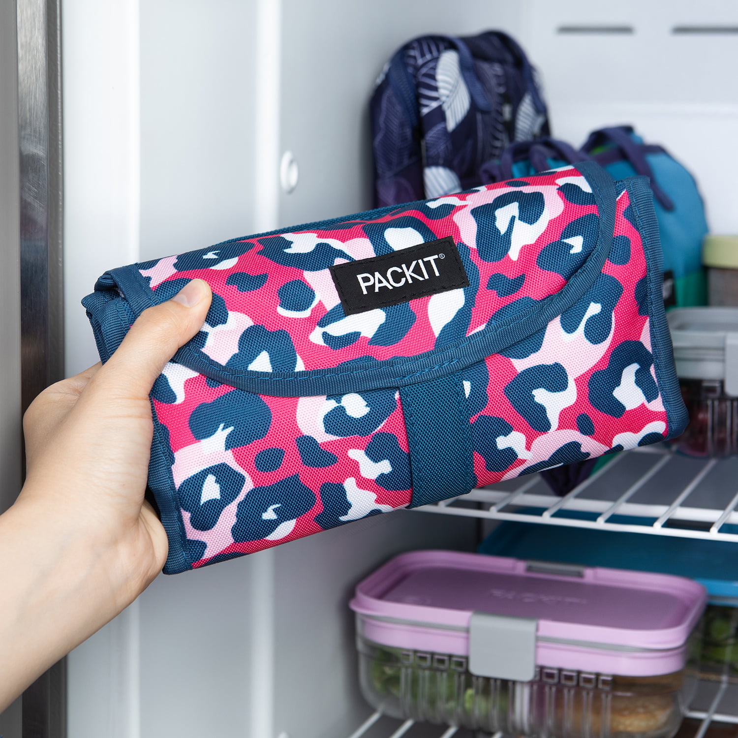 PackIt Brand, Wild Leopard Magenta, Freezable, and Reusable Lunch
