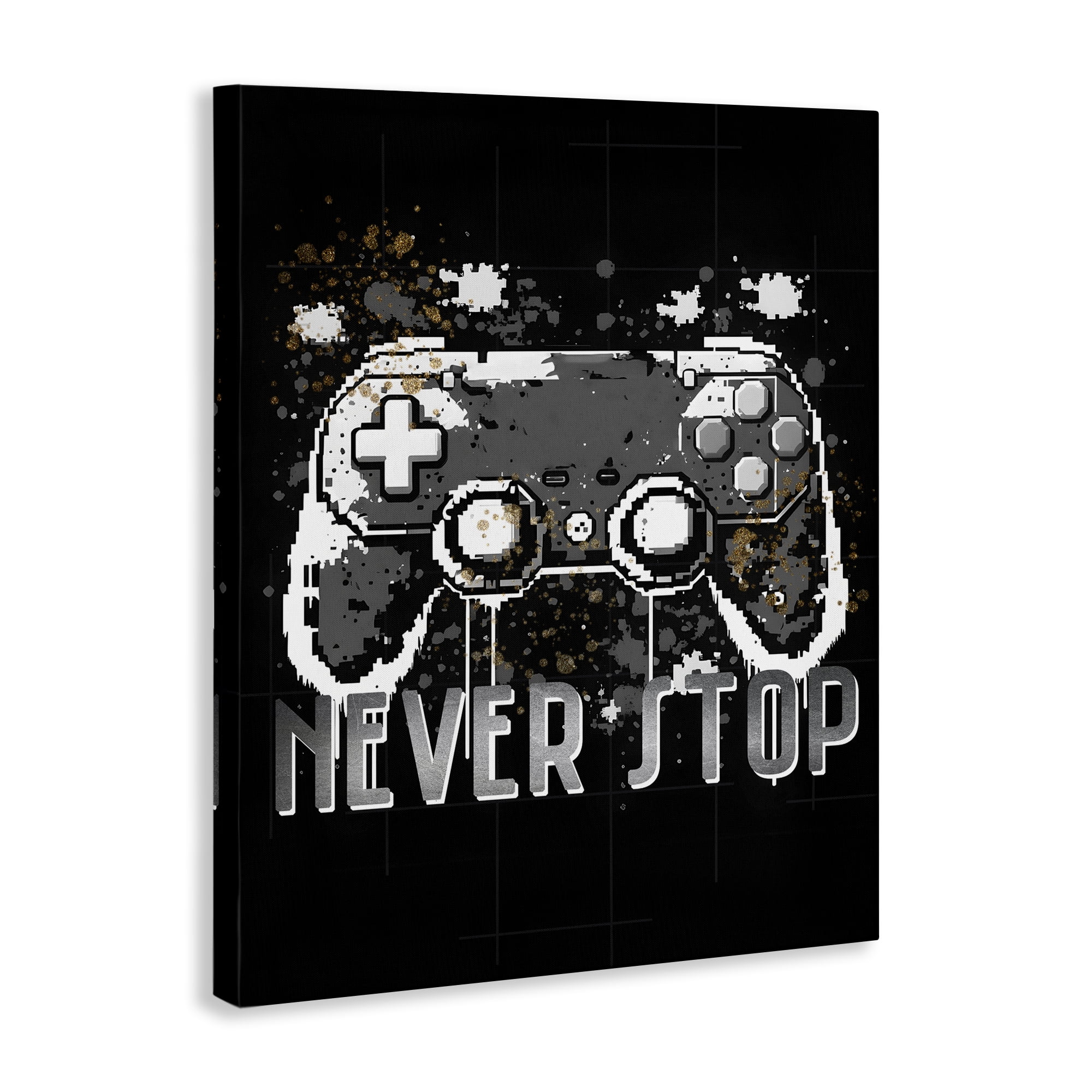 Stupell Industries Never Stop Game Controller Entertainment Painting Wrapped Canvas Art Print Wall Art, 30 x 40