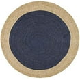 thumbnail image 4 of Ripaz Vogue Jute Rug Round Hand Woven Jute Area Rug, Blue with Beige Border (4x4 Ft), 4 of 5