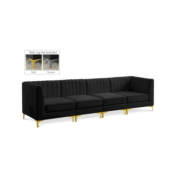 Meridian Furniture Alina Black Velvet Modular Sofa