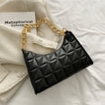 thumbnail image 3 of Nuevo bolso de mano tipo baguette de cuero artificial con contraste de diamantes y un solo hombro debajo del brazo, 3 of 5