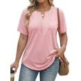 thumbnail image 2 of Fantaslook Lace Plus Size Tops for Women V Neck Short Sleeve Blouses Summer Tunic Shirts, 2 of 11