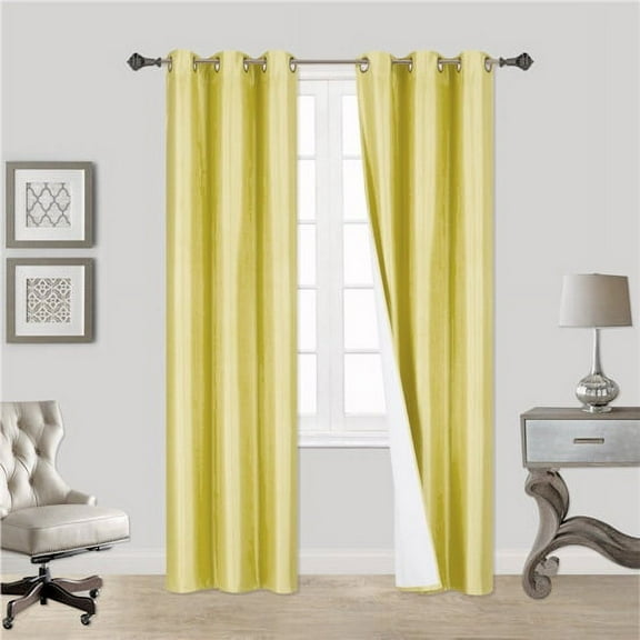 Yellow 1-Piece Noa Solid Blackout Grommet-Top Window Curtain Panel 37" W X 63" L