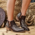 thumbnail image 3 of SACFOF Women's Cowboy Cowgirl Western Ankle Boots Floral Embroidered Stitched V Cut Snip Toe Classic Country Booties, 3 of 6