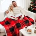 thumbnail image 7 of Catalonia Red Black Plaid Sherpa Blanket, Buffalo Sherpa Throw Blanket, Reversible Super Soft Warm Comfy Fuzzy Snuggle Holiday Throws for Couch Sofa Cabin Decro, 7 of 7