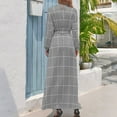 thumbnail image 2 of Windowpane Check Grid (white/gray) Long Dress long sleeve dresses dress summer elegant and pretty women's dresses, 2 of 4