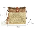 thumbnail image 6 of Ladies Fashion Straw Beach Bag Rattan Purse Summer Straw Crossbody Raffia Handbag Square Tassel Bag Gift, 6 of 7