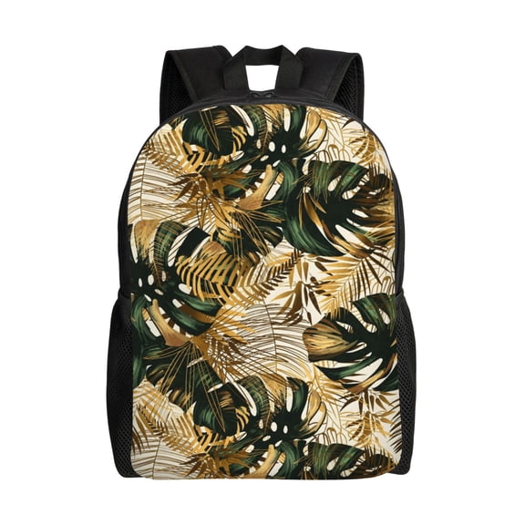 Tropical Leaves Backpack Full Front Print Travel Laptop Bag for Men and Women