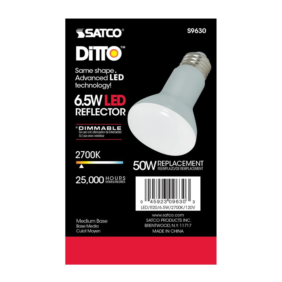 6 Pack - Satco S9630  6.5watt; LED Light Bulb; Medium Base; 120 Volts; Dimmable