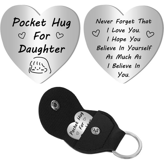 Pocket Hug Token Long Distance Relationship Keepsake Stainless Steel Double Sided Message Engraved Memento for DIY Heart