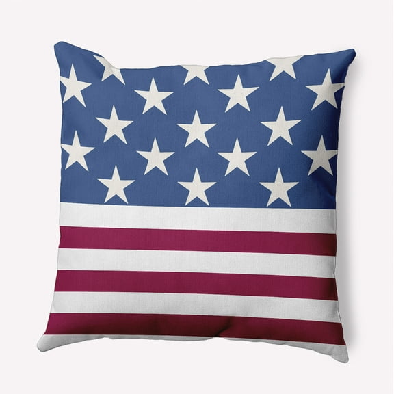 Simply Daisy 16" x 16" USA Flag Indoor/Outdoor Throw Pillow, Nautical Navy (1 count)