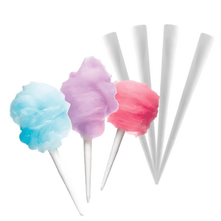 Plain Cotton Candy Cones | Pack of 100 | Long Size for Holding - White | Durable Cones for Perfect Cotton Candy - 100 Ct