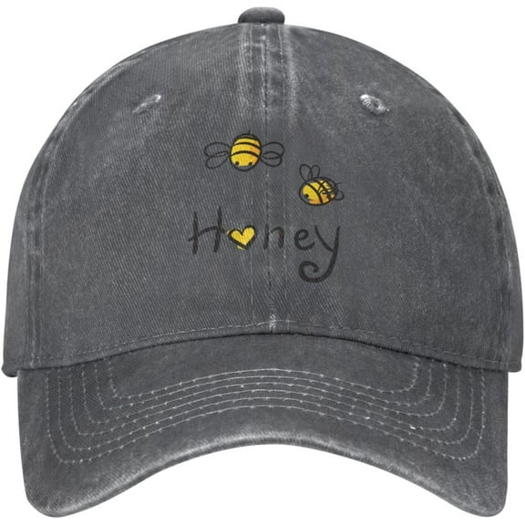 Bee Love Honey Distressed Adjustable Washed Denim Mens Dad Trucker Hat Baseball Ball Cap for Men