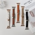 thumbnail image 3 of Leather Compatible with Apple Watch Band 38/40/41mm Soft Genuine Leather for Women Men Butterfly Buckle Clasp Replacement Bracelet for iWatch Series 8 7 6 5 4 3 2 1 SE,Grey, 3 of 3