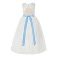 thumbnail image 2 of Ekidsbridal Ivory Floral Lace Neck A-Line Keyhole Back Flower Girl Dress Bridesmaid 178R 8, 2 of 3