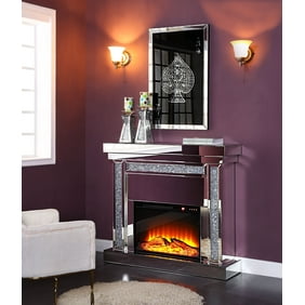 Calfyre Mosaic Tiled Curio Fireplace Traditional White Walmart Com