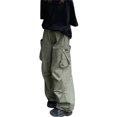 thumbnail image 3 of VISgogo, pantalones cargo de primavera y verano para mujer, pantalones informales con cordones y varios bolsillos de Color sólido VISgogo  moda, 3 of 9