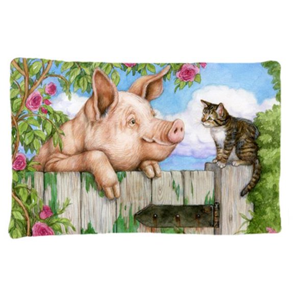 Pig at the Gate with the Cat Fabric Standard Pillowcase