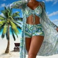 thumbnail image 2 of Women Bikini Set Ins 3 Piece Swimsuits Spaghetti Strap with Long Sleeve Cover Up, 2 of 7
