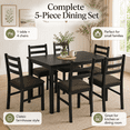 thumbnail image 2 of Aukfa 5-Piece Farmhouse Dining Table Set with 4 Chairs,Space-Saving Apartment/Breakfast Nook Furniture, Black, 2 of 5