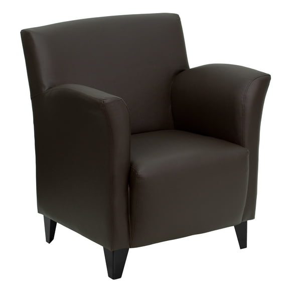 Emma   Oliver Brown LeatherSoft Lounge Chair with Flared Arms