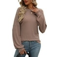 thumbnail image 2 of SHIBEVER Long Sleeve Sleeve for Women Tops Casual Ribbed Knit Fall Sweater Casual Crew Neck Sweatshirts Pullover Tops Loose Lightweight Blouses Dressy Tunic Tops, 2 of 6