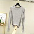 thumbnail image 1 of LNGOOR Modal T-Shirt Basique Uni Col Rond Manches Longues Femmes Automne Tee-Shirt de Base T-Shirt Assorti Grande Taille, 1 of 7