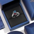 thumbnail image 4 of Gem Stone King 10K White Gold Diamond Accent Ring Heart Shape Persian Blue Moissanite and Rhodolite Garnet Red (1.55 Cttw, Size 5), 4 of 6