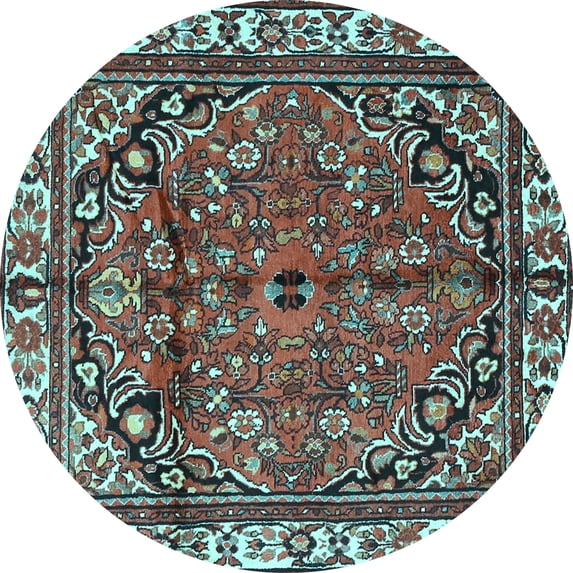 Ahgly Company Indoor Round Persian Light Blue Traditional Area Rugs, 3' Round