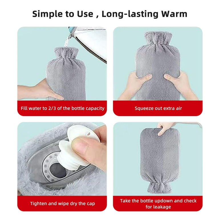  HEATHUG Hot Water Bottle - 2L Hot Water Bottle with Cover Hot  Water Bag Hot Water Bottles for Pain Relief Hot Water Bottle Rubber  Menstral Pain Relief Cramps Relief 2 Sided