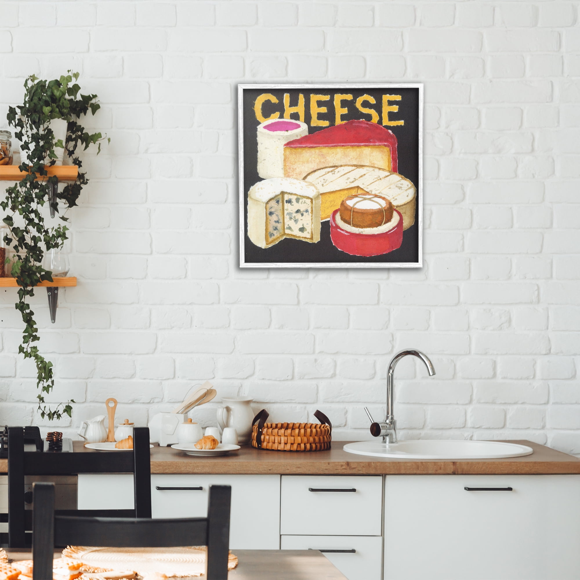 Stupell Industries Assorted Cheese Wheels White Framed Giclee Art, design by Nancy Overton
