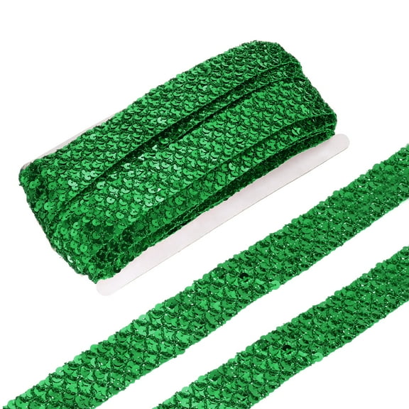 Uxcell 14 Yard Sequins Beaded Lace Trim 5 Row 1.4 inch Braid Trim Strip for Crafts, Embellishments, Costume Green
