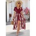 thumbnail image 5 of Women's Smocked High-Low Printed Surplice Dress with 65% rayon 30% polyester 5% spandex fabric blend for summer wear, 5 of 17