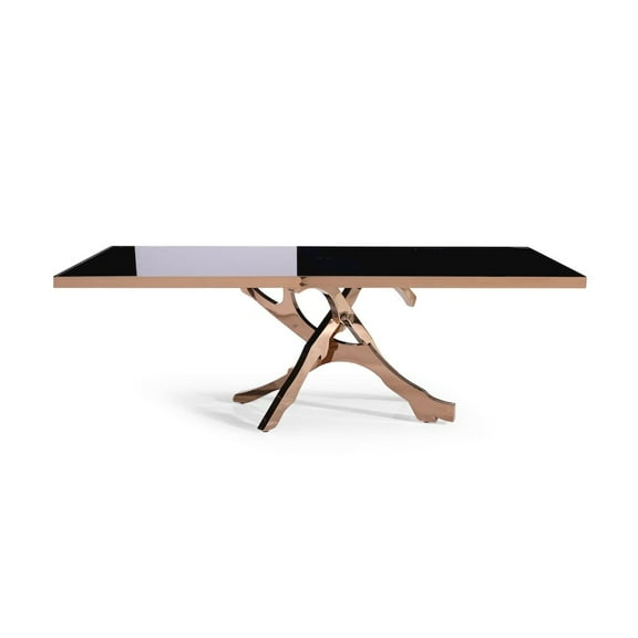 Modrest Legend - Modern Black Glass & Rosegold Dining Table
