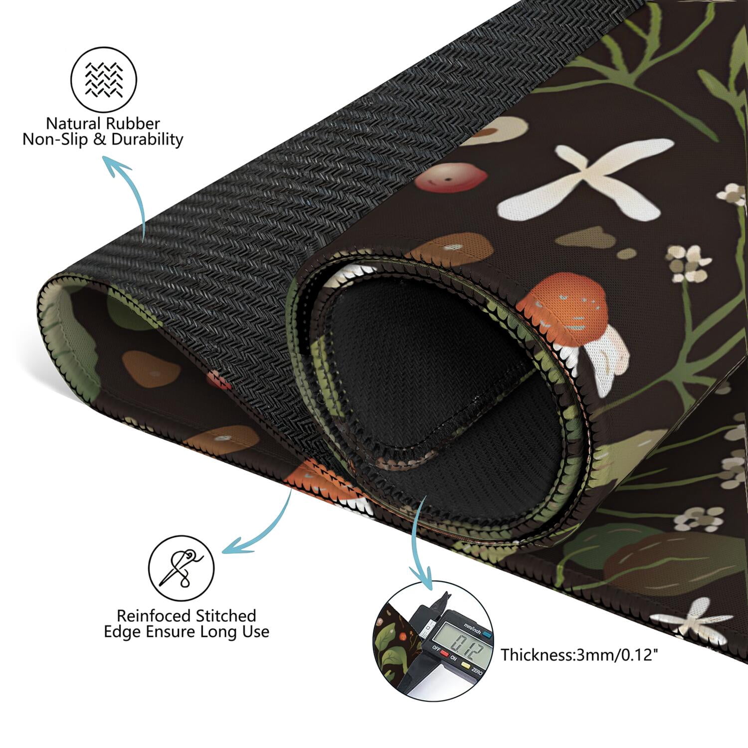 Large Square Plants Style Mat 31.5x31.5 Inches Made of High Quality Rubber with Anti-Slip Properties and Noise Reducing Technology for Card Games
