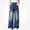 A Blue, variant on WAVSUF Kids Girls Wide Leg Jeans with Pockets Loose Fit Elastic Waist Fall Daily Denim Pants Blue 7-8