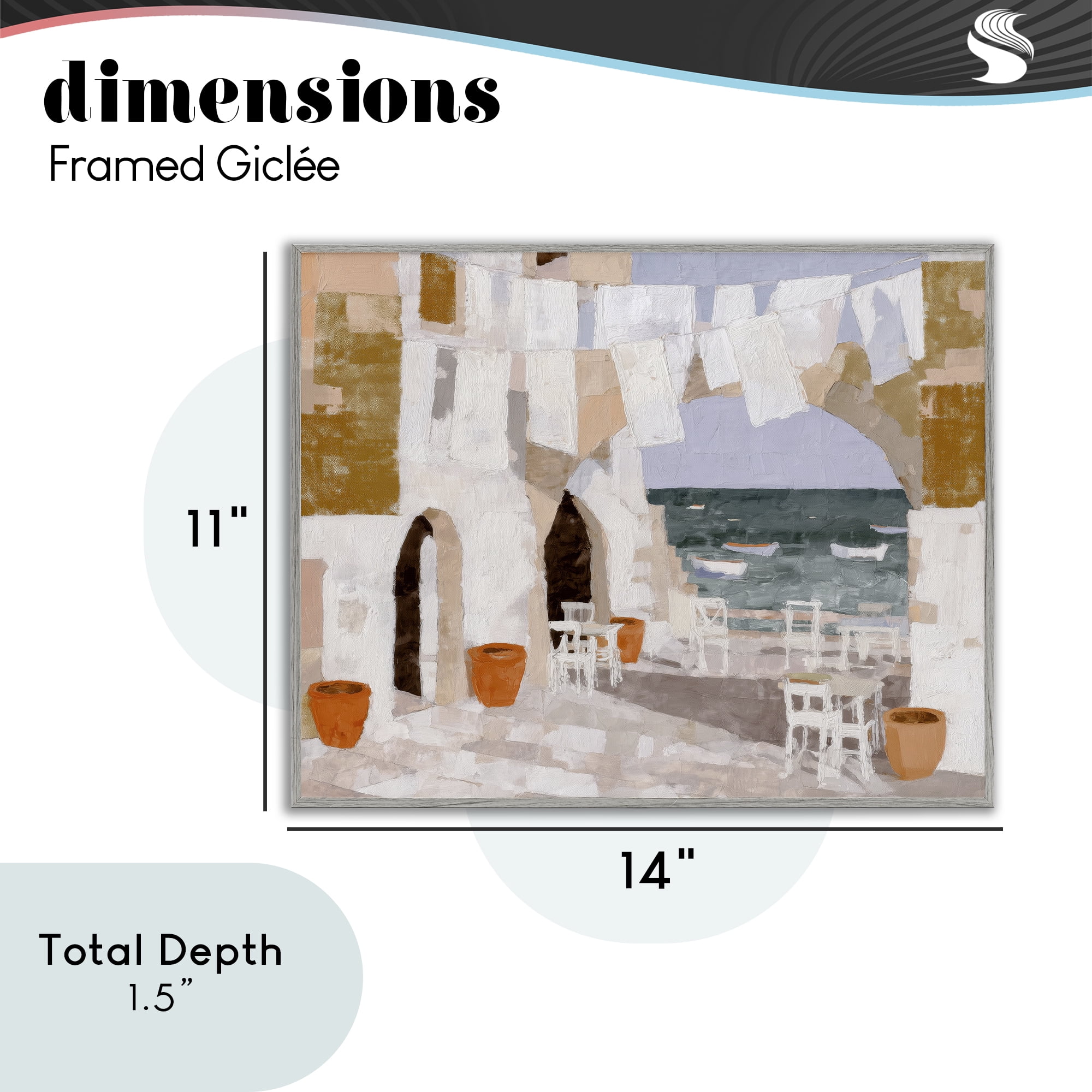 Stupell Industries Coastal Village Plaza Laundry Gray Framed Giclee Art, design by Chromatic Storm Studio