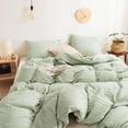 thumbnail image 6 of Move Over Sage Green Bedding Sets King Green Duvet Cover Set Solid Pattern Washed Microfiber, No Filling, 6 of 9