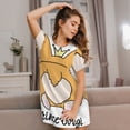 thumbnail image 3 of Fotbe Prince Corgi Dog Bata de Dormir para Mujer con Estampado, Camisón de Algodón de Manga Corta, Ropa de Dormir Casual, 3 of 6