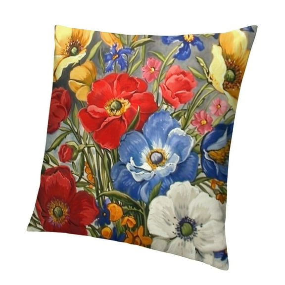 BANET Throw Pillow Covers Decorative Pillowcase Blue Red Yellow Flower Outdoor Square for Home Sofa Decor White