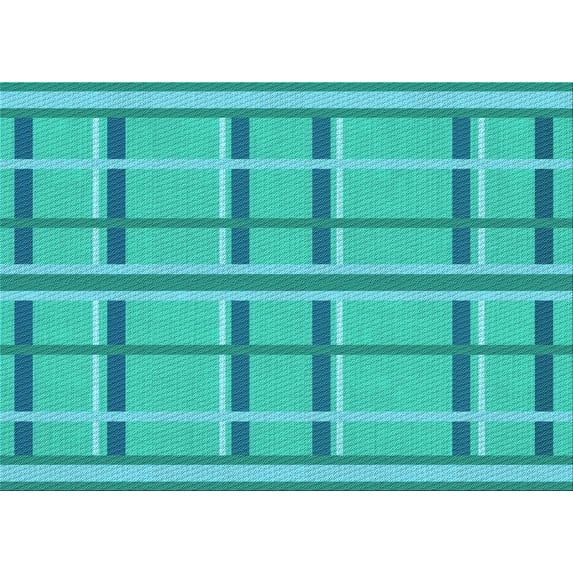 Ahgly Company Indoor Rectangle Patterned Bright Cyan Blue Area Rugs, 8' x 12'