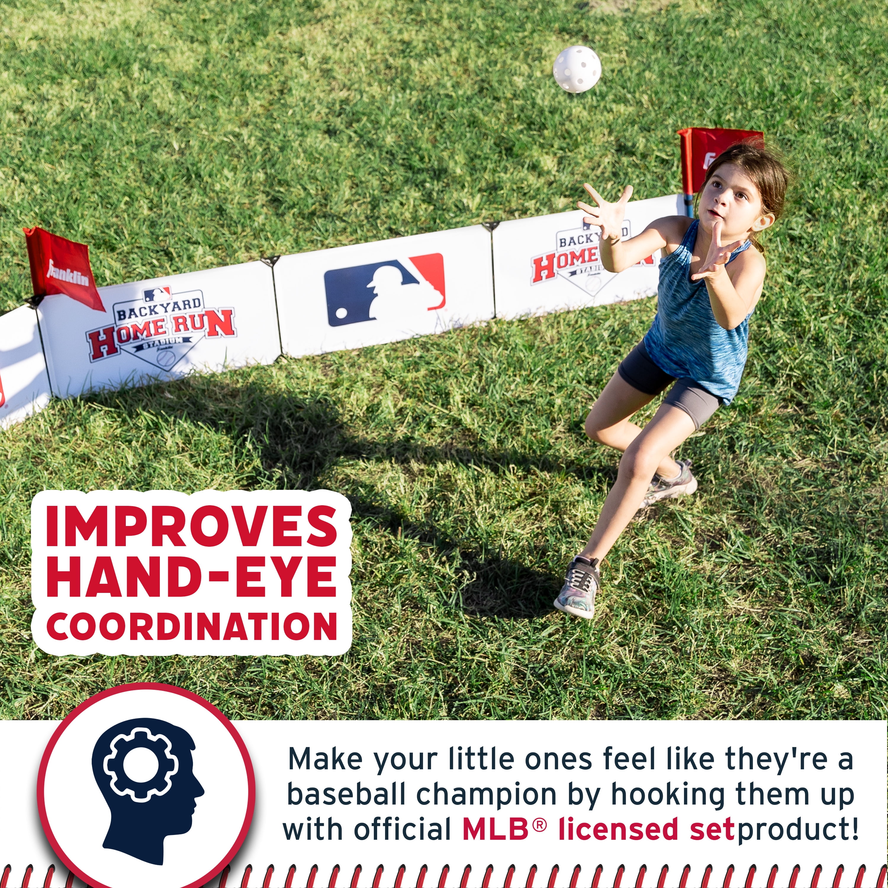 Franklin Sports MLB Kids Backyard Baseball Stadium - Kids Plastic Set - Walls, Bat, Balls + Bases
