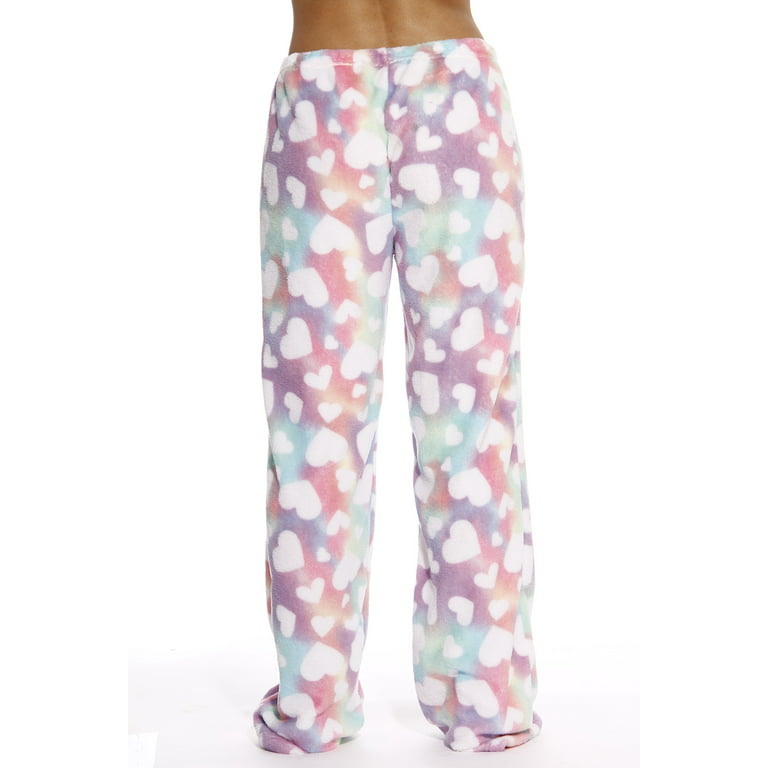 Just Love Plush Pajama Pants for Women - Petite to Plus Size Sleepwear ( Rainbow Hearts, 3X) 
