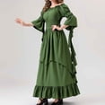 thumbnail image 6 of WREESH Halloween Dress Women's Fashion Solid Color Long Sleeve Off-The-Shoulder Ankle Dress Green, 6 of 9
